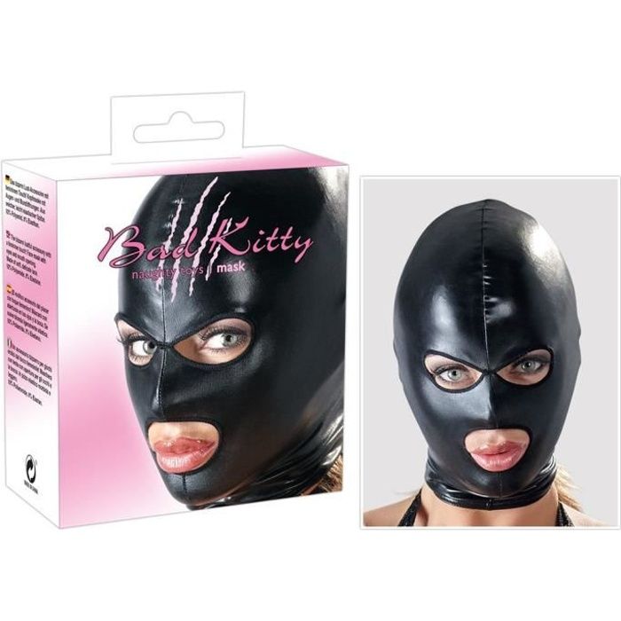 Bad Kitty Cagoule avec Ouverture Bouche-Yeux Wetlook Noir: Hygiène et Soins du corps