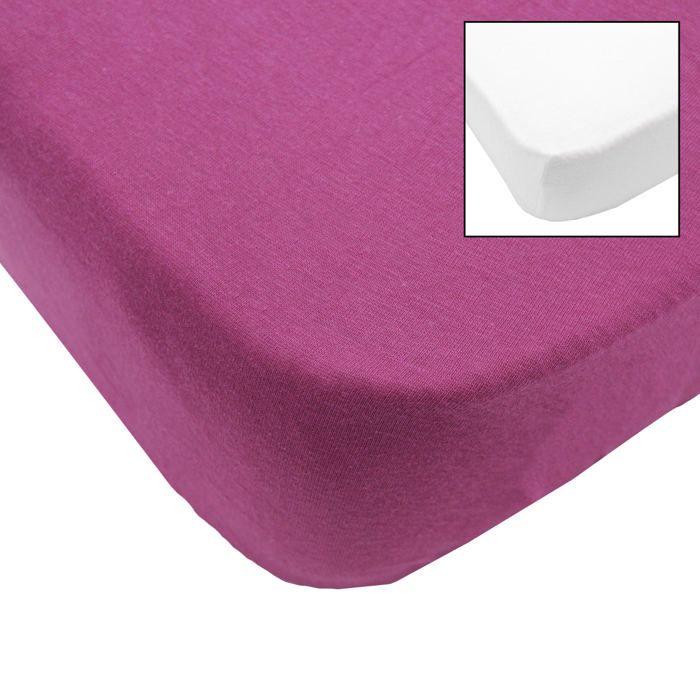 BABYCALIN Lot de 2 draps housse 60x120 cm Blanc/violine