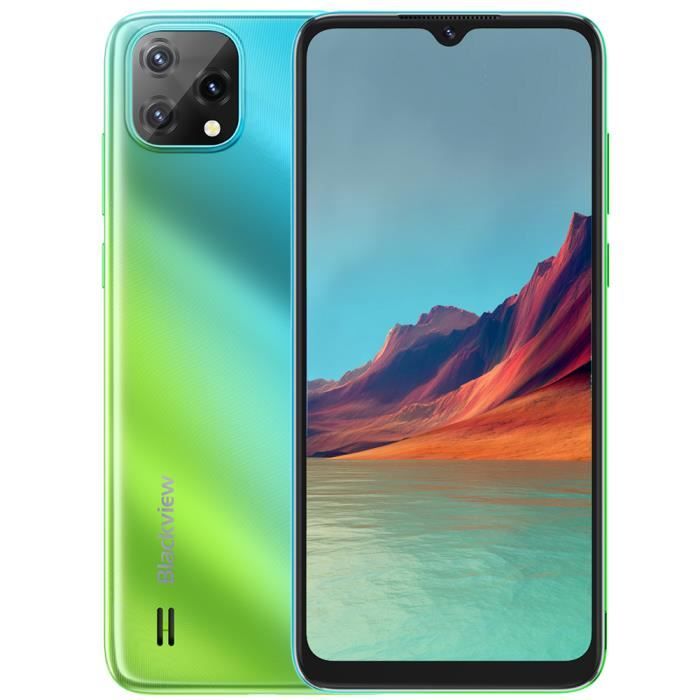 BLACKVIEW A55 Smartphone 3Go + 16 Go Batterie 4780mA Écran 6.52'' MT6761V Quad Core Android 11 Téléphone portable 4G - vert dégradé