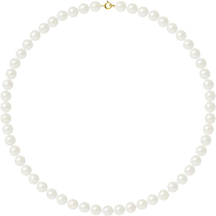 Collier ras du cou Femme Perles de culture d'eau douce Blanches AA et Fermoir Or jaune 750-1000 -   - Blue Pearls 7872