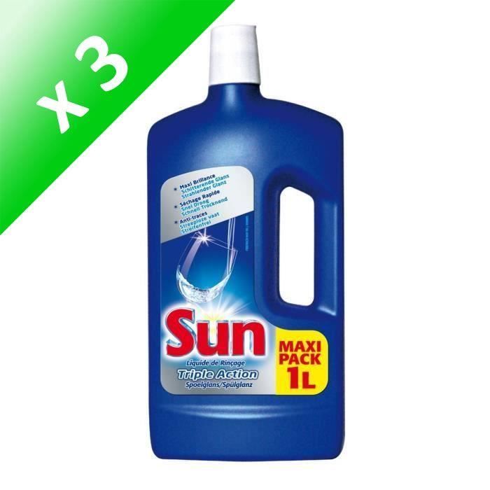 SUN Liquide de Rinçage Triple Action - 1 l (Lot de 3)