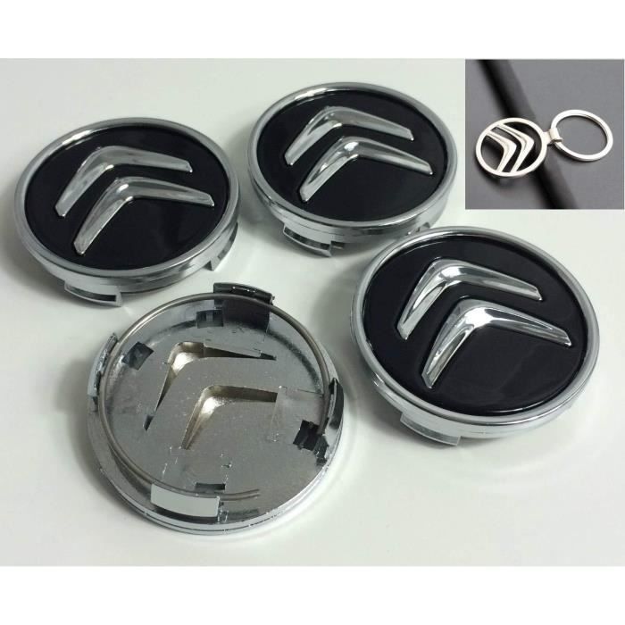 Citroen Cache moyeux Enjoliveurs DE 60 mm pour C2 C4 C5 C6 C-Quatre Logo Noir/ch