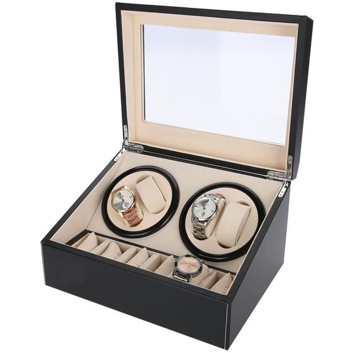 Remontoir à Montres Ecrins pour Montres Automatiques, Rotate Watch Winders 4 + 6 Boîte à Bijoux de Rangement en Cuir PU Boîtier