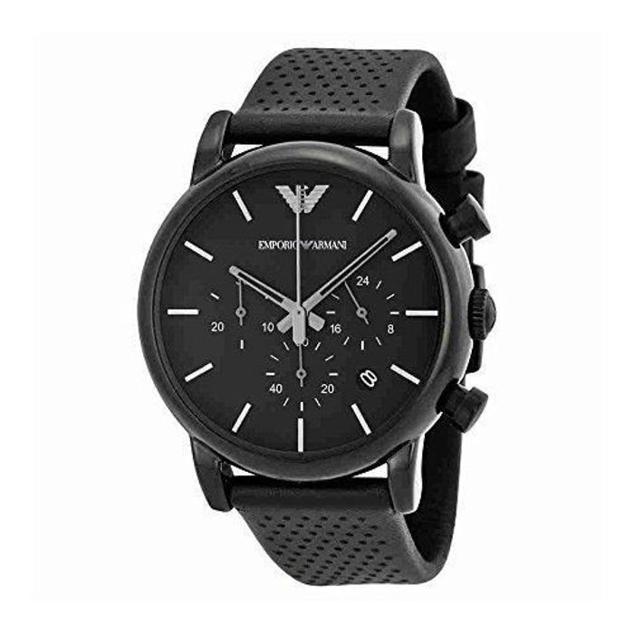 Emporio Armani Classic Chronograph Black Dial Black Leather Mens Watch Ar1737 I6HQH