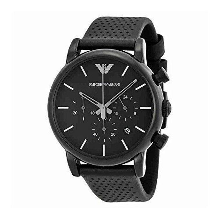 Emporio Armani Classic Chronograph Black Dial Black Leather Mens Watch Ar1737 I6HQH