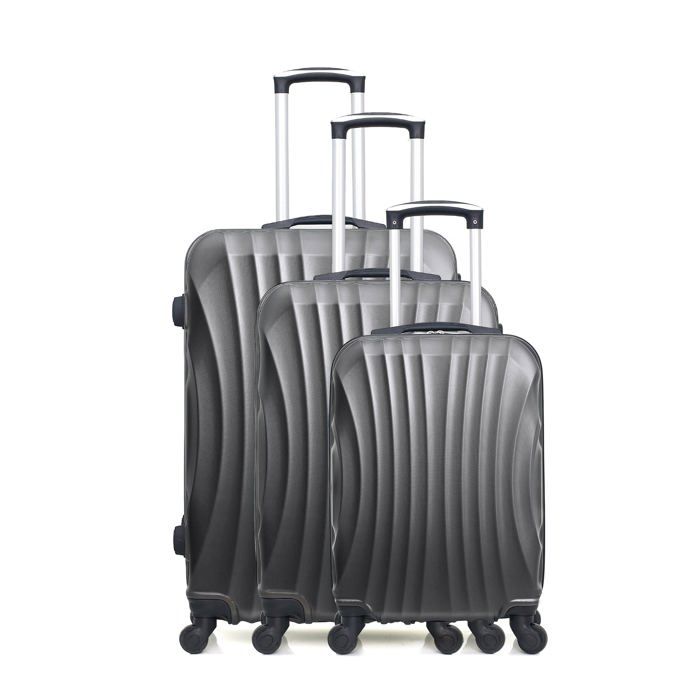 HERO – SET DE 3 - ABS – 70cm – 4 roues – MOSCOU-A – GRIS FONCE