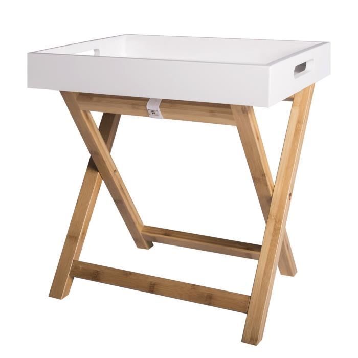EASY Table d’appoint avec plateau amovible - Blanc - L 40 x P 30 x H 42 cm