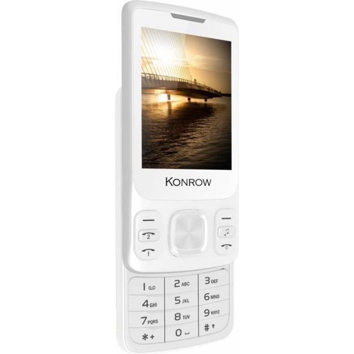 Konrow Slider - Téléphone Coulissant - Ecran 2.4'' - Double Sim - Blanc - Tout Opérateurs
