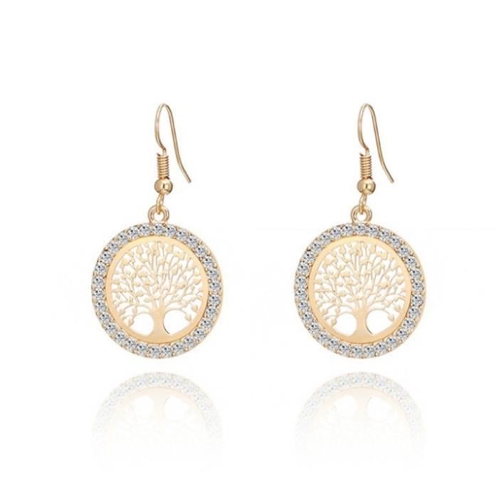 Boucles D'Oreilles - Arbre De Vie - Premium - Doré