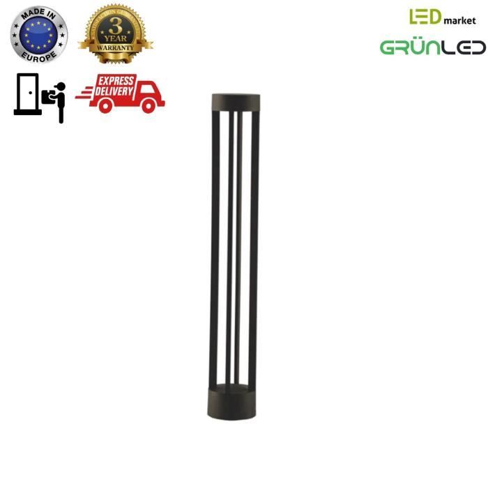 Borne exterieure d'éclairage Lampadaire de Jardin Pelouse Décoration 12 W Lampe Etanche IP65, 60 cm, Noir - LED Market
