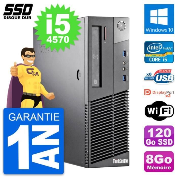 PC Lenovo ThinkCentre M93p SFF Intel i5-4570 RAM 8Go SSD 120Go Windows 10 Wifi