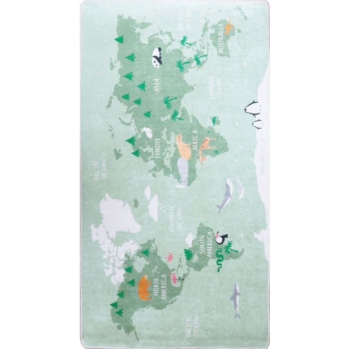 Tapis Enfant Monde , Vert Dimensions - 100X150