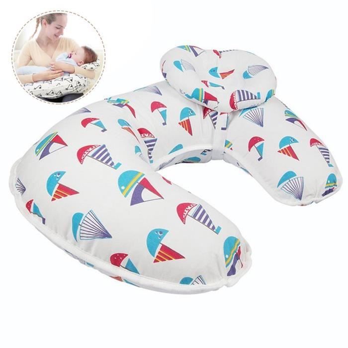MOGOI Coussin d'allaitement multifonction pour bébé, Voilier rouge, coton, 56 * 37cm