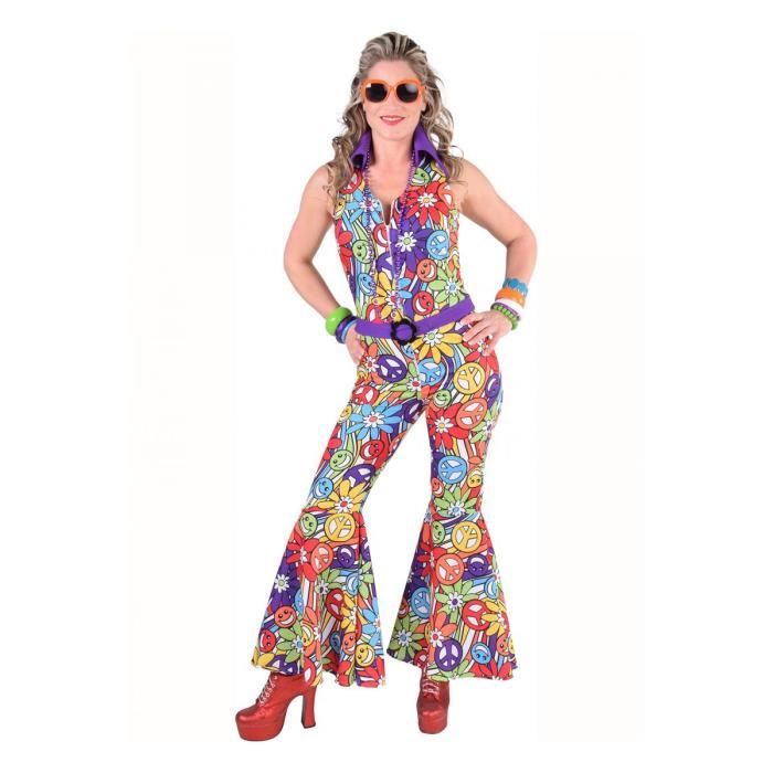 Déguisement Combinaison Femme Hippie Smile Violette Luxe