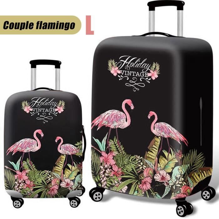 Élastique Voyage Bagage Valise Housse Protection Couple flamingo 26-28 inch L