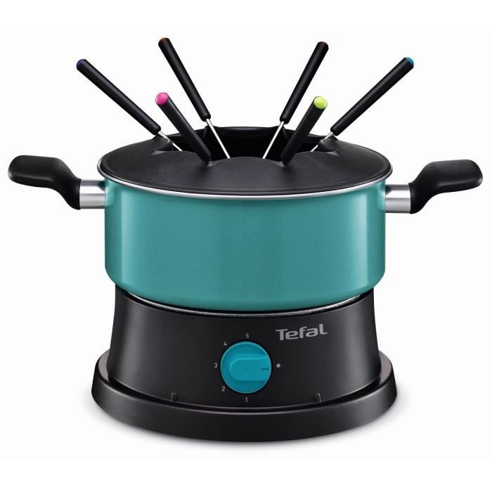 TEFAL EF354412 Fondue électrique - 6 personnes - Noir et turquoise