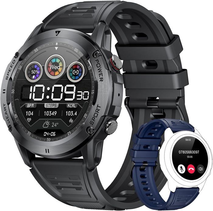 Montre Connectée Sport Homme IP68Etanche Bracelet Connecté Cardio Podometre Sport Fitness