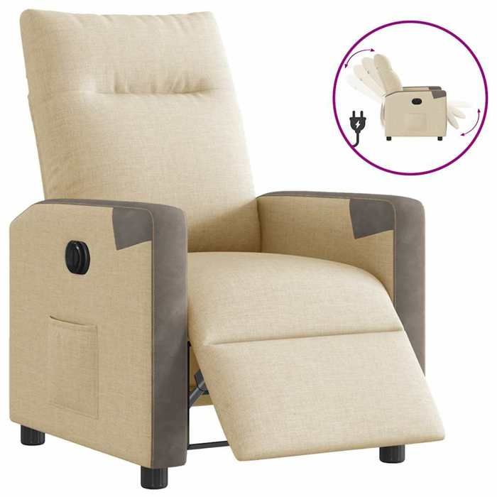 vidaXL Fauteuil inclinable électrique Crème Tissu 3324083