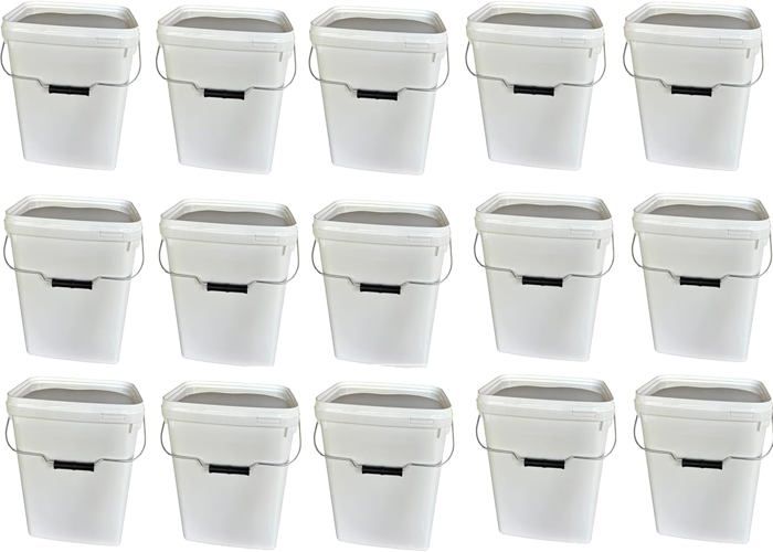 Lot De 15 Seaux Rectangulaires 10 Litres Avec Couvercle - Empilables, Poignée Métal, Alimentation Et Usage Polyvalent
