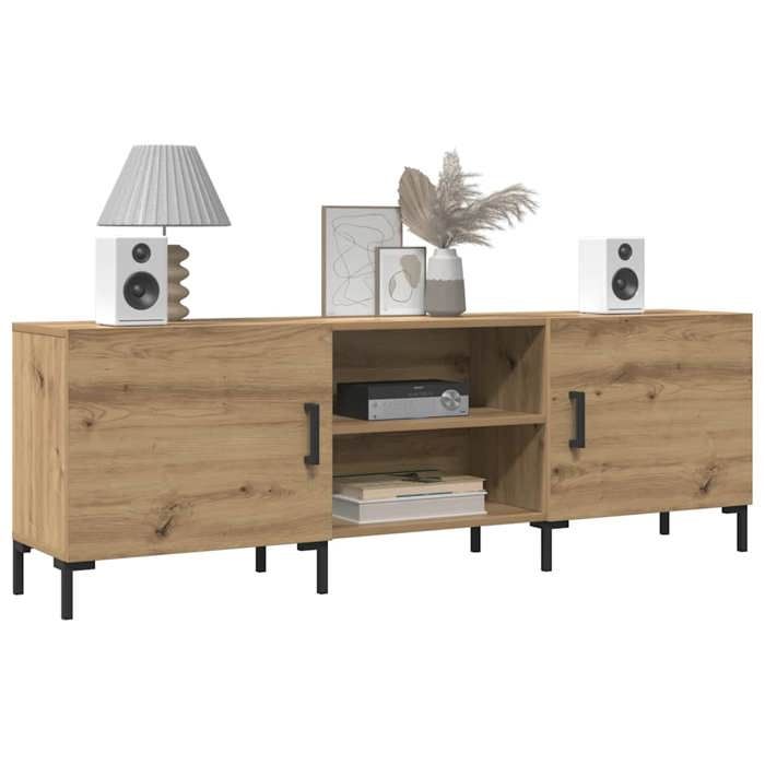 HSF®Meuble TV/Hi-Fi - Meuble de rangement TV chêne artisanal 150x30x50cm - bois dingénierie kbq93021