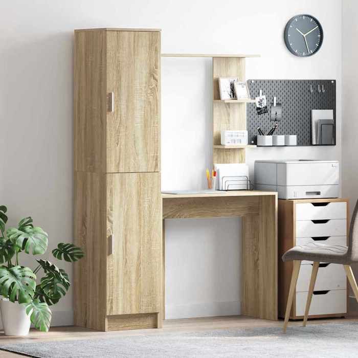 HSF®Meuble de séjour Contemporain - Bureau avec rangement 2 pcs - chêne sonoma - 78.5x37x154.5cm ckd46676
