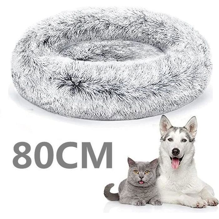 Meilleurs prix pour 80*80CM - Lit Rond Extra Large Pour Chats Et Chiens Extra Lavable Avec Coussin - Gris A1250 Label