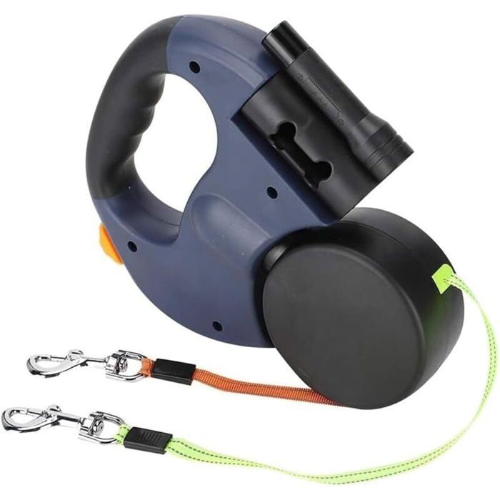 Meilleurs prix pour Laisse rétractable double pour chien télescopique lisse solide et résistante aux morsures pas facile à déchirer avec QIEDOVIEY