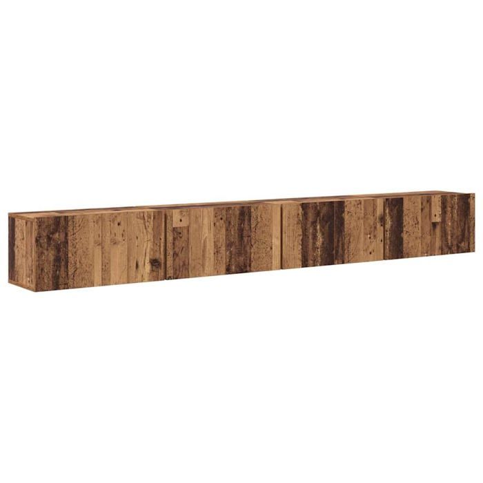 Meuble TV mural - vidaXL - Bois Ancien - 60x30x30 cm - Bois dingénierie - 4 portes - Étagère - Assemblage facile