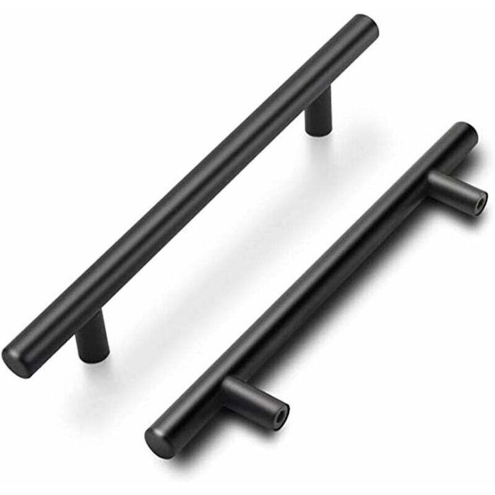 Poignées de meuble cuisine - MICH - Lot de 15 - Noir - Finition mate - Acier inoxydable - Entraxe 160mm