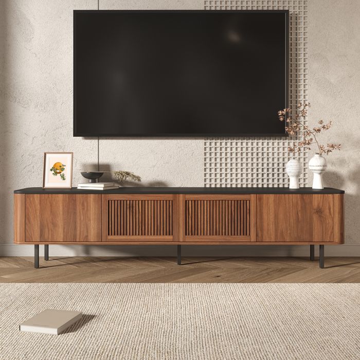 Meuble TV 4 portes pour salon Meuble TV moderne Support TV Meuble TV bas 190x35x45 cm Armoire TV de salon Meuble de rangement