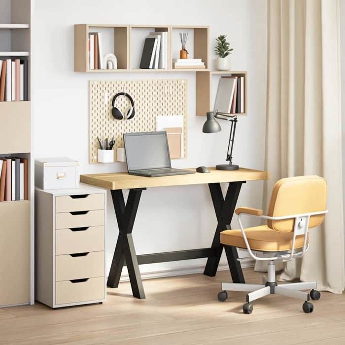 SpringSale*BUREAU de travail minimalisteTable décriture à domicileUNIQUEBrun - NOAIN pieds en forme dex120x50x75 cm bois massif