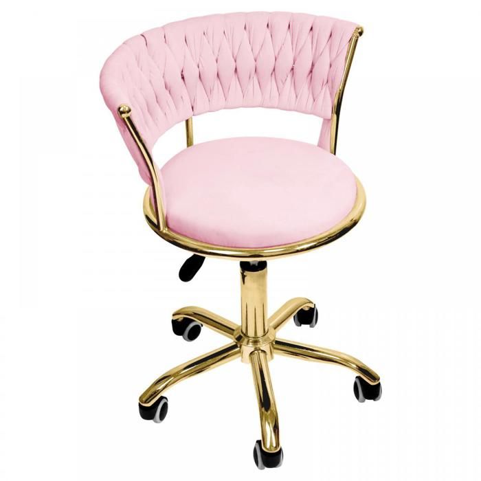 KEDIA Un Lot par Article Chaise de Bureau en Rotin Tissé Rose Pivotante à 360° Réglable en Hauteur Douce et Confortable