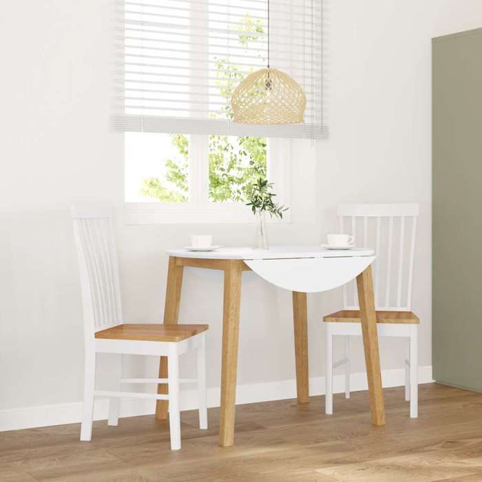 2 pcs Chaises de cuisine Blanc - Magnifique Chaises à manger Classique Pour salon blanc bois massif caoutchouc 7039