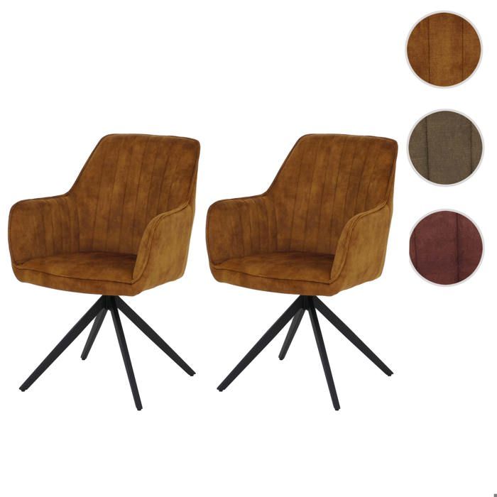 Lot de 2 chaises de salle à manger HWC-L79 440 g/m² aspect daim jaune moutarde