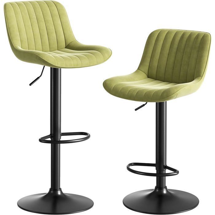 Tabourets de Bar Lot de 2 Chaise de Cuisine Modernes avec Dossier pivotants et réglables en Hauteur Vert
