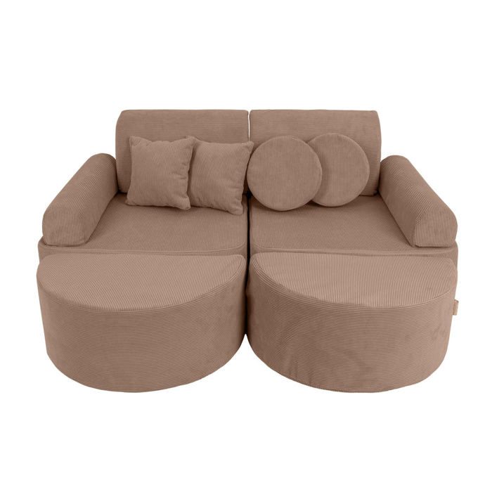 Canapé enfant modulable Pocket 120 cm 12 pcs velours côtelé marron SLIMCORD MeowBaby