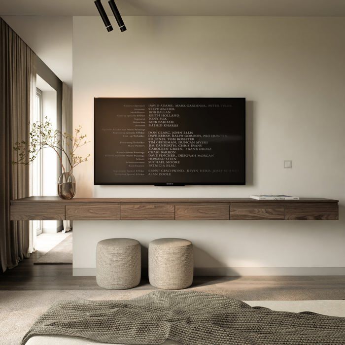Meuble TV 6 portes – BEMMI SLIM – aspect bois noyer Wisconsin – 300 cm Meuble TV 6 portes – BEMMI SLIM – aspect bois noyer Wisconsin – 300 cm