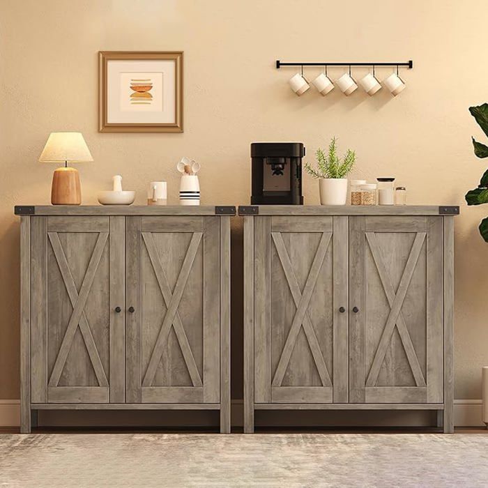 Buffet rustique - GARVEE - Finition bois chaleureuse - Dimensions 76x40x80 cm - Supporte jusquà 90 kg