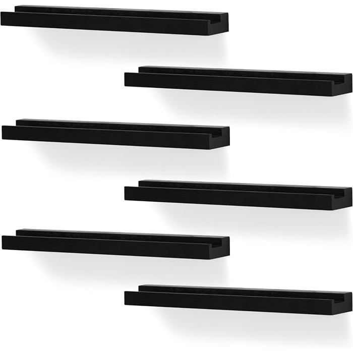 Lot de 6 supports muraux pour disques vinyles - Étagères de rangement vintage pour disques CD livres et œuvres Lot de 6