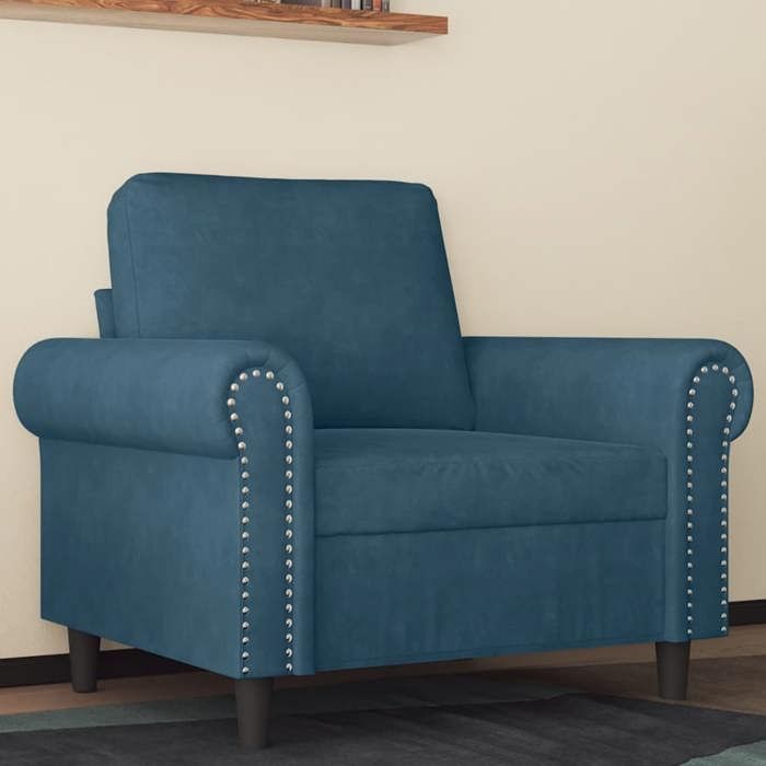 Chaise intérieure moderne vidaXL Fauteuil Bleu 60 cm Velours(9923）