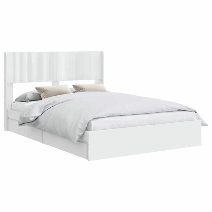 Lit coffre - Cadre de lit double avec rangement et tête de lit - vidaXL - blanc - bois dingénierie - 140 x 190 cm 4859836