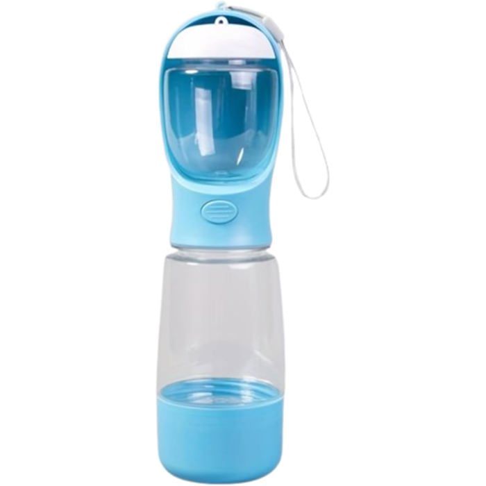 Bouteille dEau pour Chien 3 en 1 avec Gamelle et Sac à Déjections 500ml Étanche et Portable Idéale pour Voyage et Promenade Ble