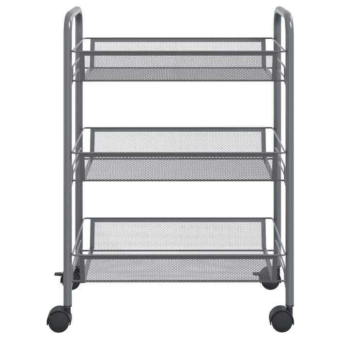 Desserte cuisine - Chariot de cuisine à 3 niveaux Gris 46x26x64 cm Fer - design élégant - pour maison(90140）