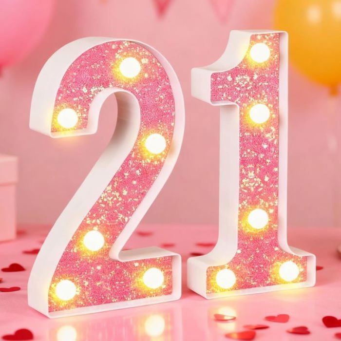 Chiffres Lumineux 21 à DEL - 21 Panneaux pour Décoration de Fête - 21e Anniversaire et Anniversaire de Mariage 21 x 11 6 x 3 5 cm
