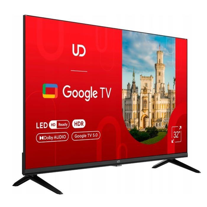 Téléviseur LCD noir UD 32 HD 720p (1366 x 768) Google TV Smart TV Bluetooth Wi Fi intégré HDR 60 Hz