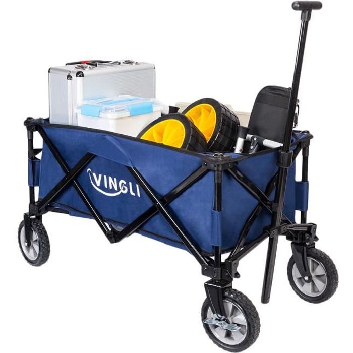Chariot de Jardin pliable à 4 Roues pour jardinage avec housse protectrice Max. 68kg - Bleu