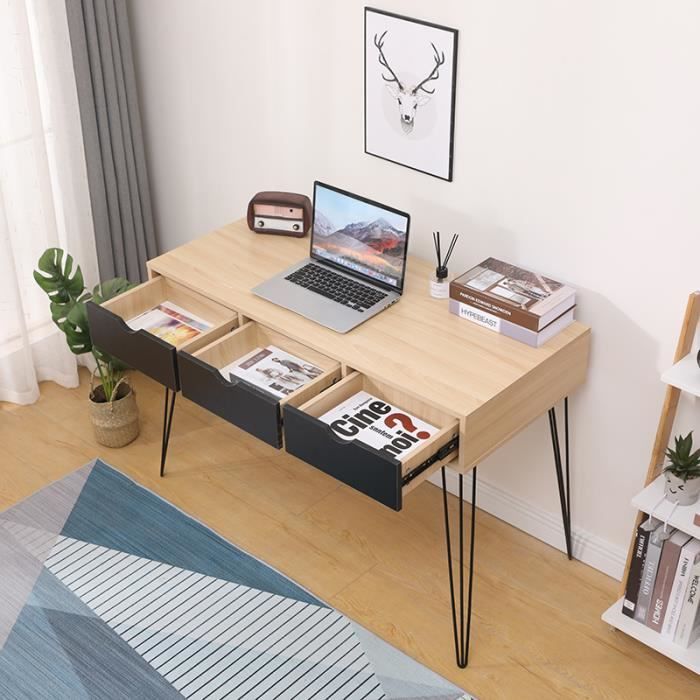WINSOON Lot de 4 pieds de table en acier style industriel moderne du milieu du siècle 40,6 à 86,4 cm en épingle à cheveux en acier (71,1 cm) (3 tiges) (noir