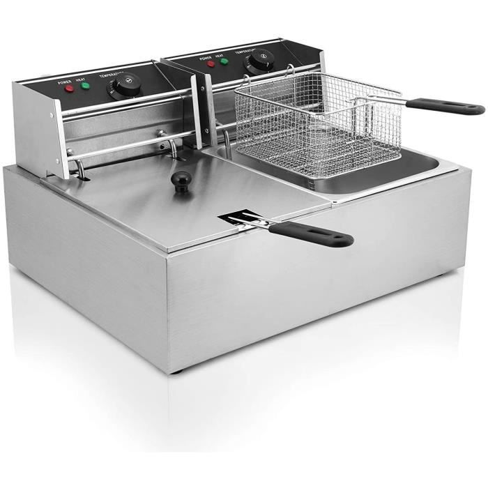 Double Friteuse Electrique Professionnelle 2 Cuve Inox Frites 2 X 10L 5000w Acier Pour Des Commerciaux Restaurants Supermarches Fast Foods Snack Bars 84495128