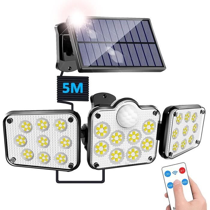 Batterie 12500mah Intelamp Projecteur Solaire Extérieur 3000LM - Détecteur De Mouvement, Télécommande, 12500mAh éclairage LED Jardin 3000LM