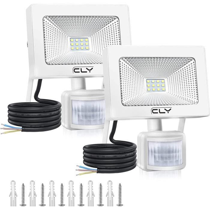Projecteur LED Extérieur 10W Avec Détecteur Mouvement - 3000K Blanc Chaud - IP66 Étanche